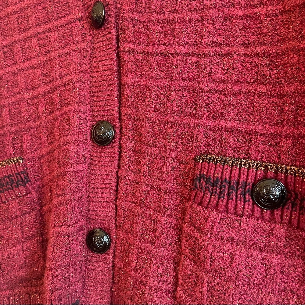 L’AGENCE NWT Jenni Striped Button Front Cardigan Large waffle knit puff sleeves - Picture 6 of 12